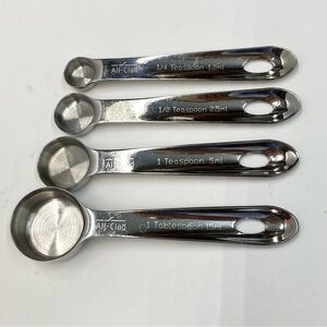 All-Clad Stainless Steel Measuring Spoons 4 Piece Set Heavy-Gage Great Condition